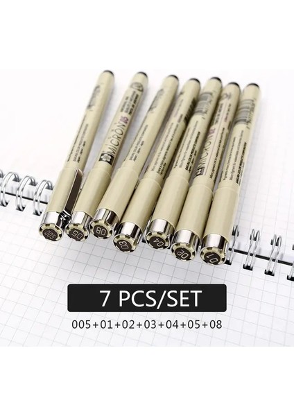 Pigment Liner Mikron Kalem Seti Neelde Çizim Kalemi Lot 005 01 02 03 04 05 08 1.0 Fırça Sanat Işaretleri Fineliner Çizim Kalemi Renk: 7 Pcs (Yurt Dışından)