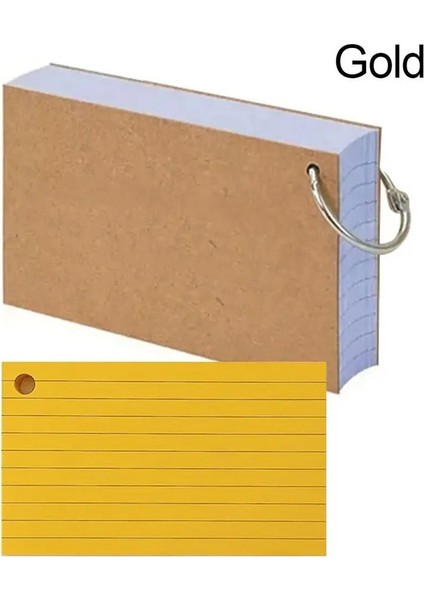 50PCS Bağlayıcı Yatay Satır Not Kitabı Gevşek Yapraklı Dizin Kartları Flaş Kartları Çalışma Ofisi Not Defterleri Için Küçük Revizyon Kartları Renk: Altın (Yurt Dışından)