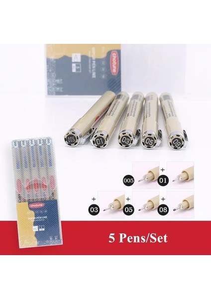 Manga Siyah Fineliner Marker Pens Art Sarf Malzemeleri Su Geçirmez Sakura Pigma Micron Pens Pigment Astarı Japon Kırtasiye Renk: 5 Pens-Set (Yurt Dışından)