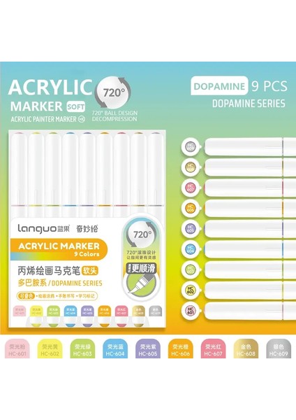 9 Renkler/set Akrilik Boya Sanat Markeri Kalemi Dıy Graffiti Çizim Kalemleri Dizüstü Bilgisayar Günlüğü Yazma Resim Istasyonlu Çolap: Tatlı Pembe (Yurt Dışından)