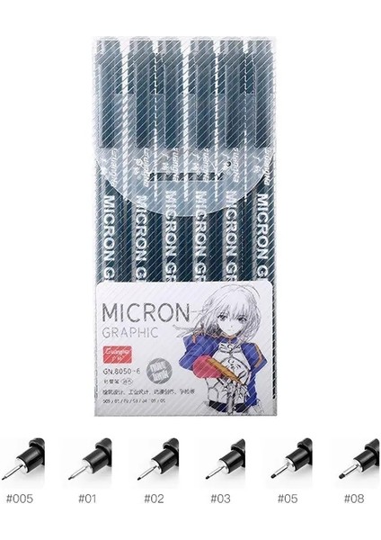 Pigment Liner Mikron Kalem Seti Manga Işaretçileri Iğne Kalem Sanat Fırçası El Boyaması Kanca Çizgi Kalemleri Çizim Fineliner Çizim Istasyona: 6pcs Set (Yurt Dışından)