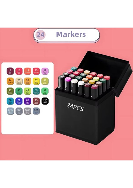 Alkol Işaretleri Çift Uçlar Öğrenci Yetişkin Için Kalıcı Sanat Işaretleri Kalem, Boyama, Boyama, Eskiz Için Çizim Işaretleri Renk: 24 Renk (Yurt Dışından)