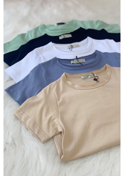 Unisex Çocuk Basic Kısa Kol T-shirt 5203 İndigo