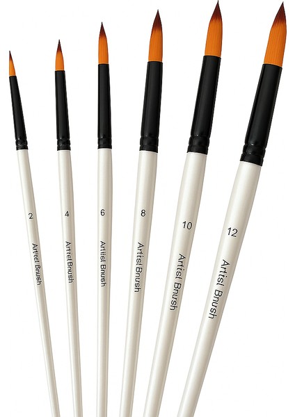 Bomeijia Beyaz 6'lı Liner Sanat Fırça Seti Akrilik Guaj Yağlı Suluboya