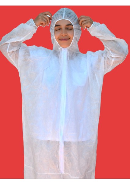 White Guard(20 Li Paket) Tek Kullanımlık Beyaz 25 Gr. Nonwoven Tela Tulum,kullan At Tulum