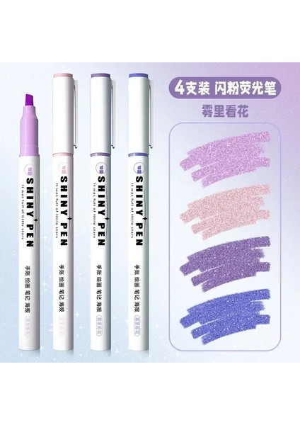 4pcs/set Estetik Yıldız Parıltı Vurgulayıcılar Parlak Scrapbook Doodle Kalemler Not Defteri Vurgu Işaretleyicileri Kalem Kawaii Çocuk Istasyona: 4pcs C (Yurt Dışından)