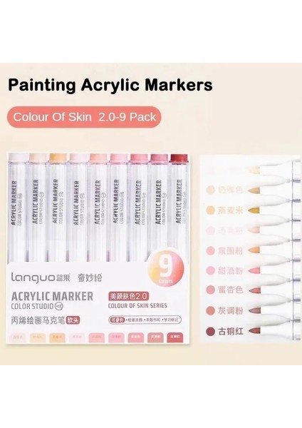 9/144 Renkler Akrilik Boya Sanat Markeri Kalem Diy Boyama Kart Seramik Taş Kupa Cam Kumaş Giysileri Sanat Sarf Malzeme: Set Q (Yurt Dışından)