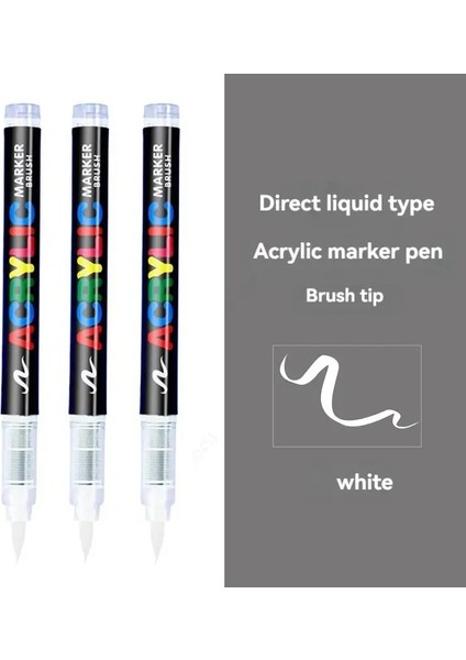 3pc GUANGNA8101 Düz Sıvı Yumuşak Başlık Akrilik Marker Kalem Opak Renk Istiflenebilir Işaretçi Kalem Grafiti Boya Sanat Boya Fırçası: Beyaz-3pcs (Yurt Dışından)