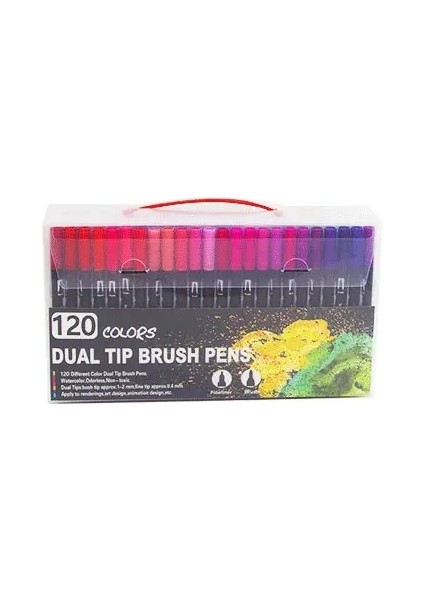 12-168 Renkler Çift Fırça Kalemleri Sanat Işaretleri, Yetişkinler Için Finelin /fırça Ipucu /çocuklar Boyama Yazı Resmi, Noel Hediyeleri Renk: 120 Molors (Yurt Dışından)