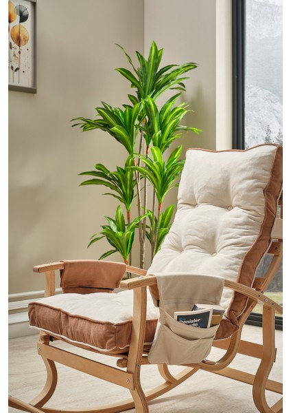 Relax Lüx Ahşap Çift Minderli Çift Cepli Sallanan Sandalye Çift Taraflı Sallanan Koltuk Tv Koltuğu