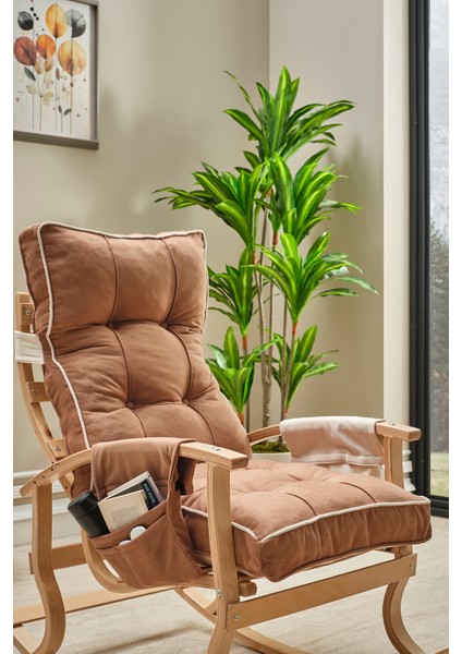 Relax Lüx Ahşap Çift Minderli Çift Cepli Sallanan Sandalye Çift Taraflı Sallanan Koltuk Tv Koltuğu