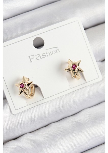 Pirinç Zirkon Taşlı Yıldız Model Gold Renk Çocuk Küpe - TJ-BKP11197