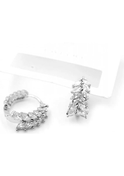 Ieg Taşlı Halka Küpe - Gümüş