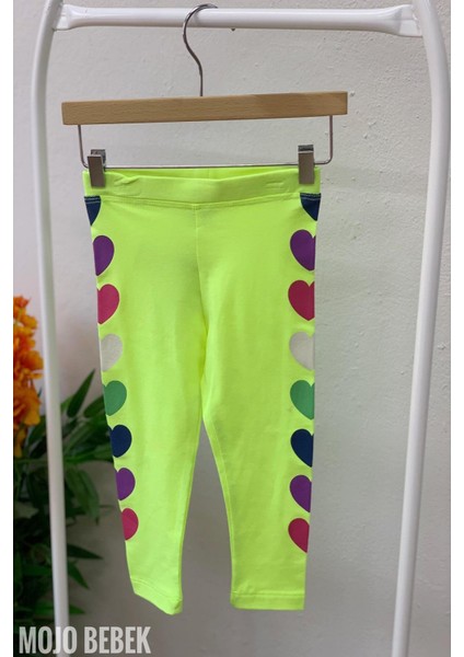 Kız Çocuk 1-8 Yaş Renkli Kalp Baskılı Tayt 7773 Yeşil fırsatları