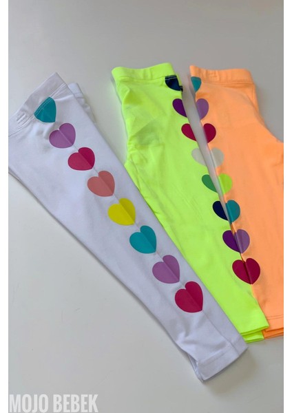 Kız Çocuk 1-8 Yaş Renkli Kalp Baskılı Tayt 7773 Yeşil indirimleri