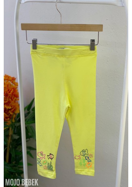 Kız Çocuk 1-5 Yaş Balık Desenli Tayt 9226 Sarı modelleri