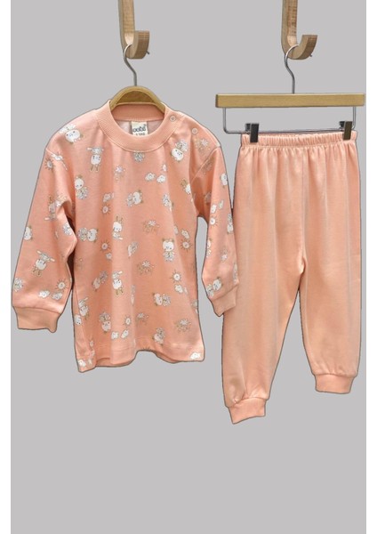 Mojo Kız Bebek 1-3 Yaş Ayı ve Tavşan Desenli Pijama Takımı 2418 Somon fırsatları
