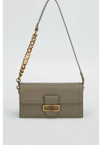 Gri Kare Kilit Detaylı Omuz Çantası