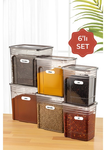 6lı Strip Mega Boy Erzak Saklama Kabı 2x(5,5 3,5 2 Litre) Antrasit fiyatları