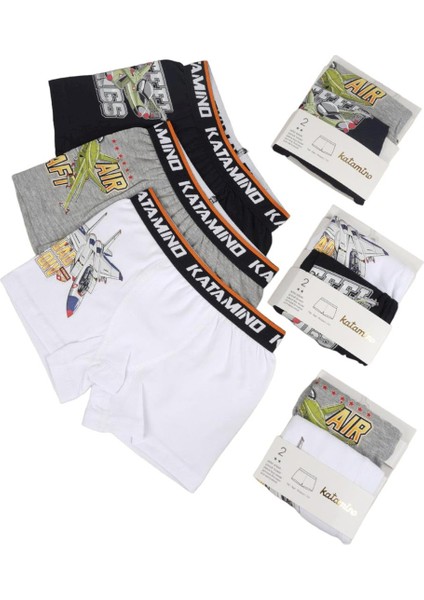 Erkek Çocuk Uçaklı İkili Boxer Set 128269 Gri-Lacivert modelleri
