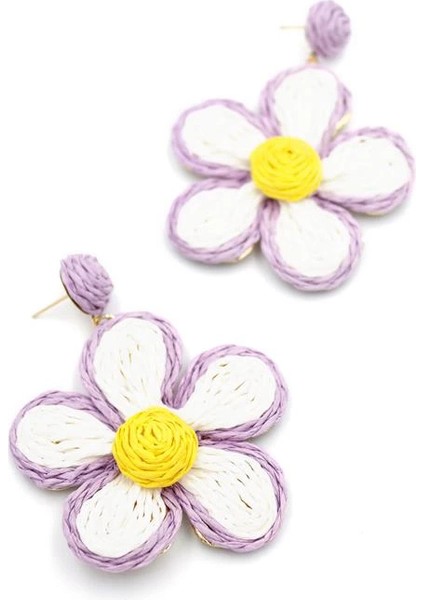 Kumaş Papatya Küpe - Mor fiyatları