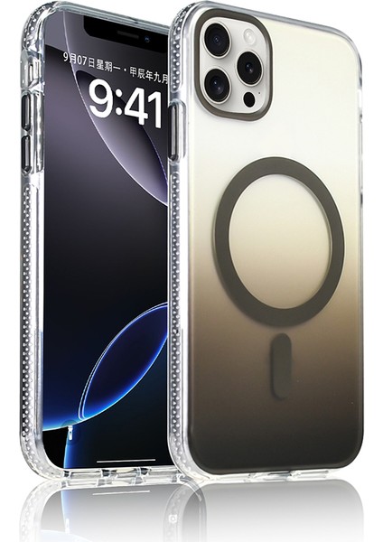 Iphone 15 Pro Max Uyumlu Kılıf Magsafe Sarj Destekli Renk Geçişli Transparan Kapak