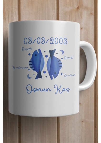 Balık Burcu Yılbaşı Hediyesi Kişiye Özel Kupa Bardak fiyatları