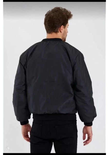 Erkek Siyah Bomber Mont – Polızeı Yazılı, Fermuarlı Cepli, Kapitone Astarlı, Su Itici Kumaş Şık Günlük Ceket- Siyah fiyatları
