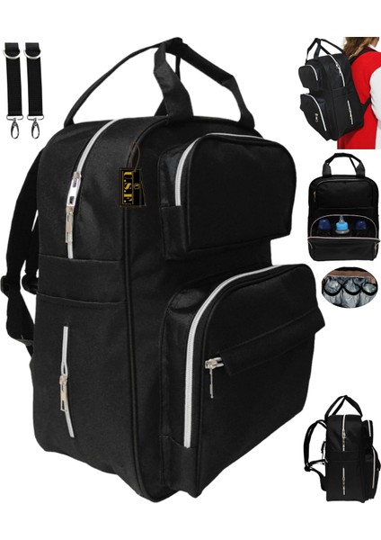Anne Bebek Bakım Sırt Çantası Organizatör Fonksiyonel Termal Biberon Gözlü, Su Geçirmez Kumaş