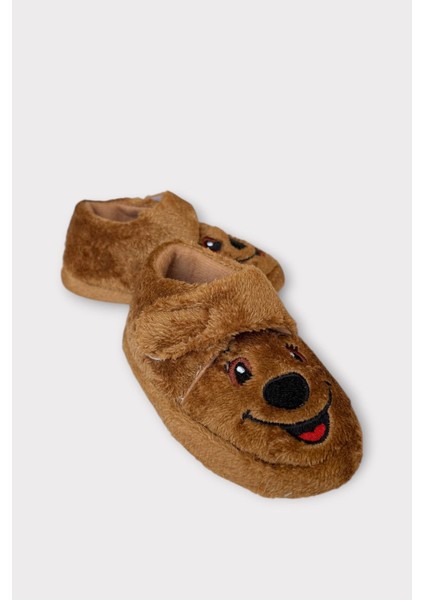 Kız Çocuk Cırtlı Kaydırmaz Taban Anaokulu Kreş Ev Ayakkabısı Panduf Kahverengi fiyatları