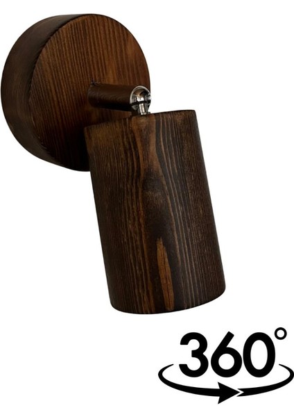 Duvar Aplik 360° Dönebilen Silindir Yansıtma Tasarımlı Tek Yönlü Ahşap Salon Hol Cafe Otel Aplik