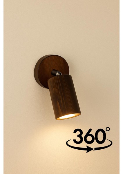 Duvar Aplik 360° Dönebilen Silindir Yansıtma Tasarımlı Tek Yönlü Ahşap Salon Hol Cafe Otel Aplik fiyatları