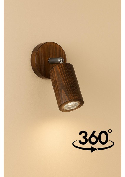 Duvar Aplik 360° Dönebilen Silindir Yansıtma Tasarımlı Tek Yönlü Ahşap Salon Hol Cafe Otel Aplik modelleri