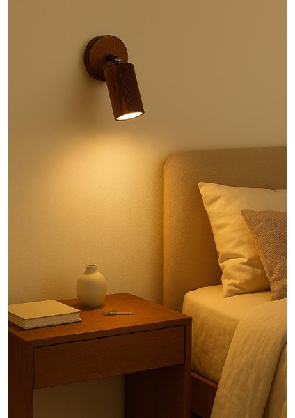 Duvar Aplik 360° Dönebilen Silindir Yansıtma Tasarımlı Tek Yönlü Ahşap Salon Hol Cafe Otel Aplik fırsatları