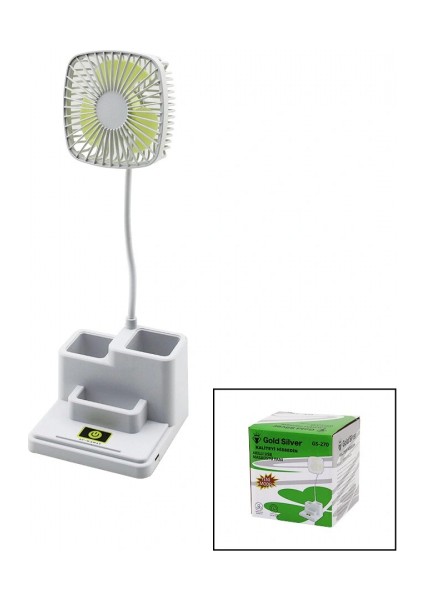 Kalemlikli Masaüstü Vantilatör USB Şarjlı Fan:8.9cm- Akrobat AYAK=23CM+KALEMLİK:36.5CM Telefonluk GS-270 (5324) fiyatları