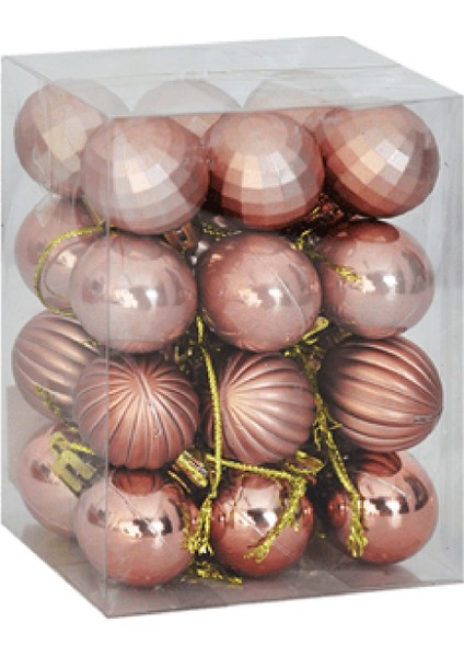 4cm Lüks Ağaç Süsleri Asorti 4 Model 24LÜ -Bronze Kırmızı Gümüş- Yılbaşı Ağaç Süs Topları fiyatları