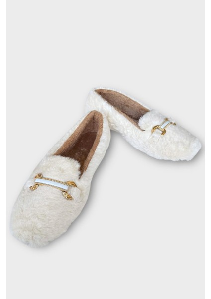 Yumuşak Peluş Ses Yapmaz Hafif Taban Kadın Ev Babeti Panduf Beyaz fırsatları