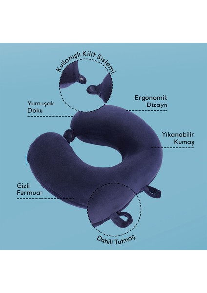 Seyahat Boyun Yastığı - Lacivert - 29X27 cm