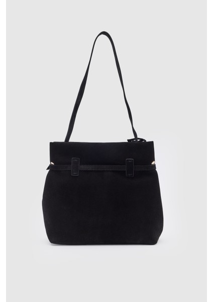 Suvea Siyah Süet Hakiki Deri Omuz Çantası modelleri