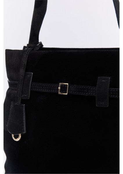 Suvea Siyah Süet Hakiki Deri Omuz Çantası fırsatları