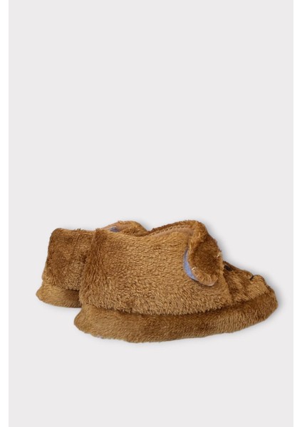 Kız Çocuk Cırtlı Kaydırmaz Taban Anaokulu Kreş Ev Ayakkabısı Panduf Kahverengi fırsatları