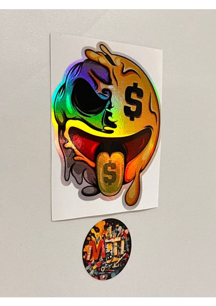 Gülen Paragöz Emoji - Araba Motosiklet Kask Laptop Cam Etiket Baskı Sticker 8,5X10,5CM modelleri