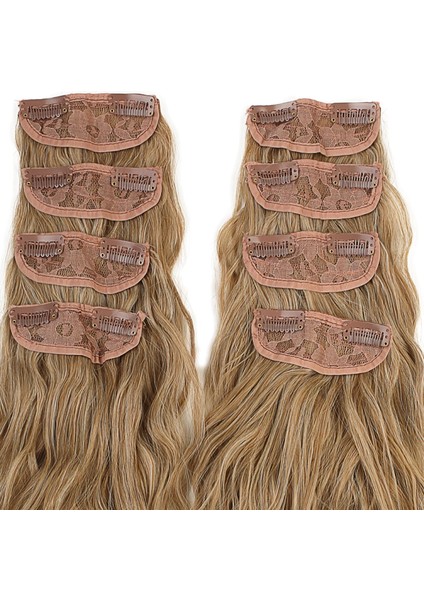 Fiber Sentetik Kabarık Dalgalı 8 Parça Çıt Çıt - Karamel Platin Röfleli modelleri