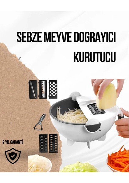 Döner Mekanizmalı Rende Lı Sebze Dilimleyici Seti