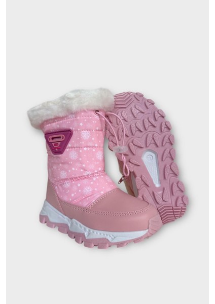 Su Itici Ayarlı Bağcıklı Kürklü Kız Çocuk Botu Pembe