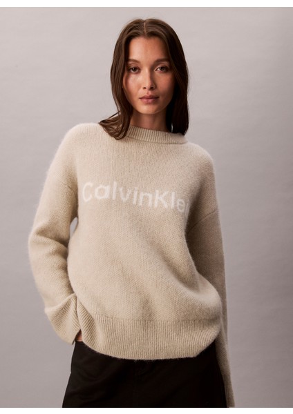 Yuvarlak Yaka Standart Işlemeli Beyaz Kazak Kadın LV044D359GPD7 fiyatları