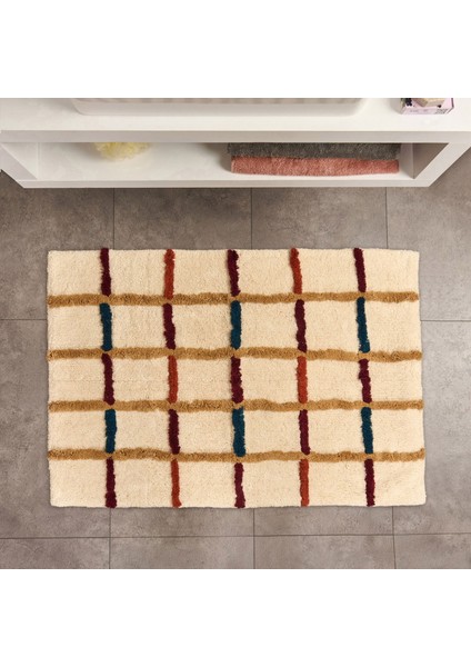Soft Tufting Plaid Banyo Paspası - Ekru - 60X90 cm fiyatları