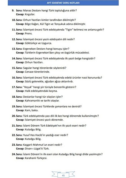 Fulleten Ayt Edebiyat Ders Notları modelleri