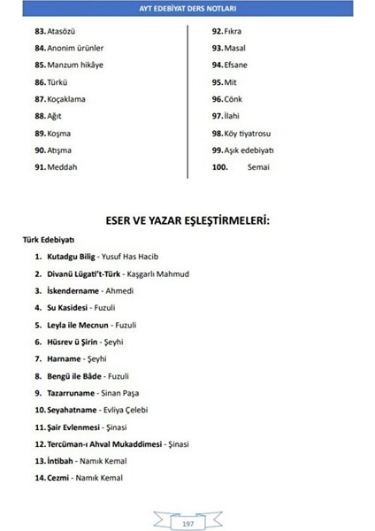Fulleten Ayt Edebiyat Ders Notları fırsatları
