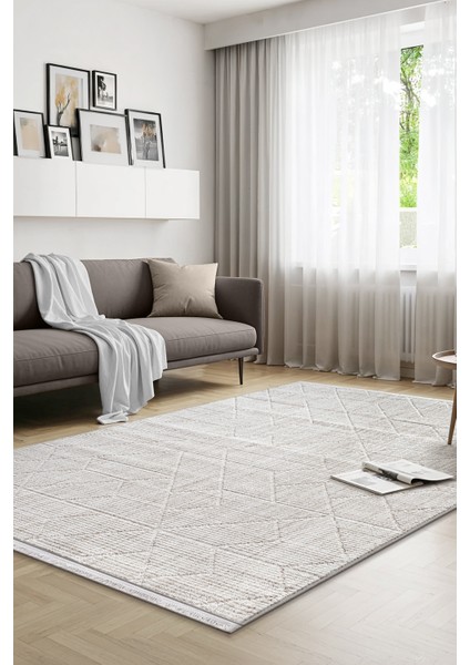 Yalın Bukle Salon Halısı Hav Vermez Mutfak Halısı Çocuk Odası Halısı Koridor 5579 Krem